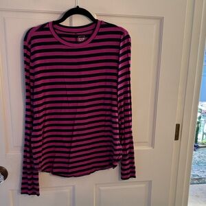 GAP Navy and Fuchsia Striped Top